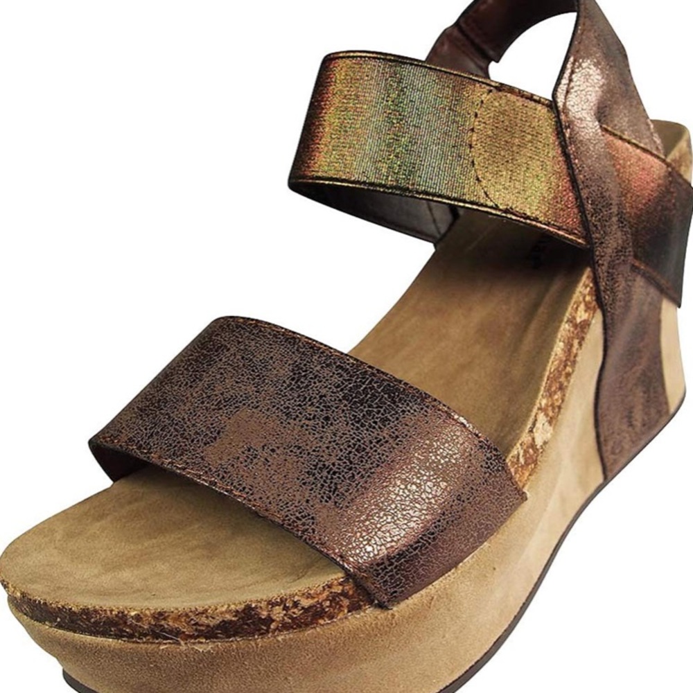 NWT OTBT Look-Alike Brown and Bronze Wedge Sandals